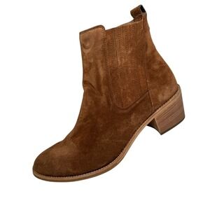 Paul Green Tan Suede Leather Sante Heeled Zip Ankle Chelsea Boots size 10 US